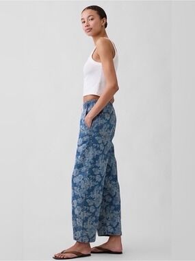 Gap Floral Print Camo Barrel Pull-On Jeans NWT Fall Spring Baggy Grunge Slouchy